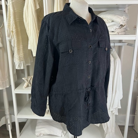 CJ Banks plus sz. 2X  black shacket, jacket, shirt, layering professsional 1649 - Picture 3 of 9